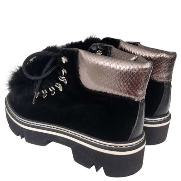 Pollini Velvet Lace Up Booties - Picture 7 of 11
